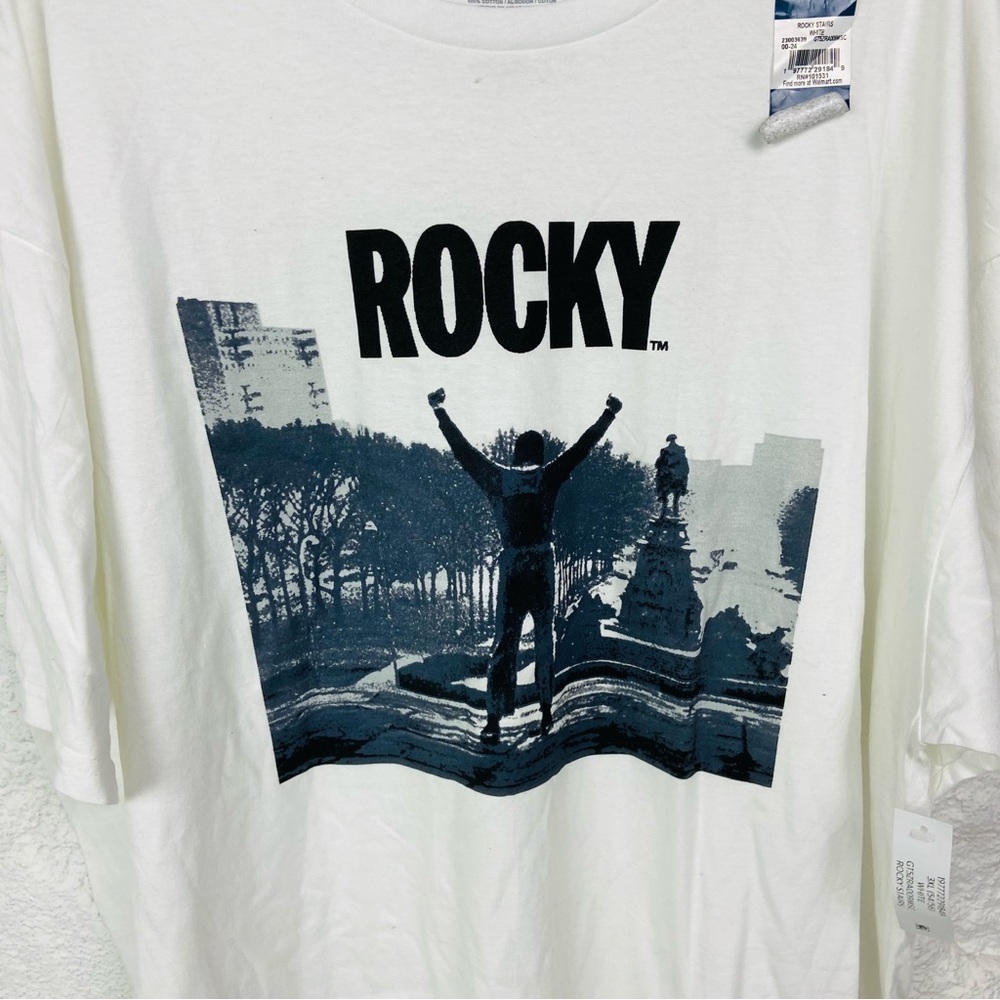 NWT Rocky White cotton Short Sleeve movie Graphic Tee size 3X - Picture 8 of 9